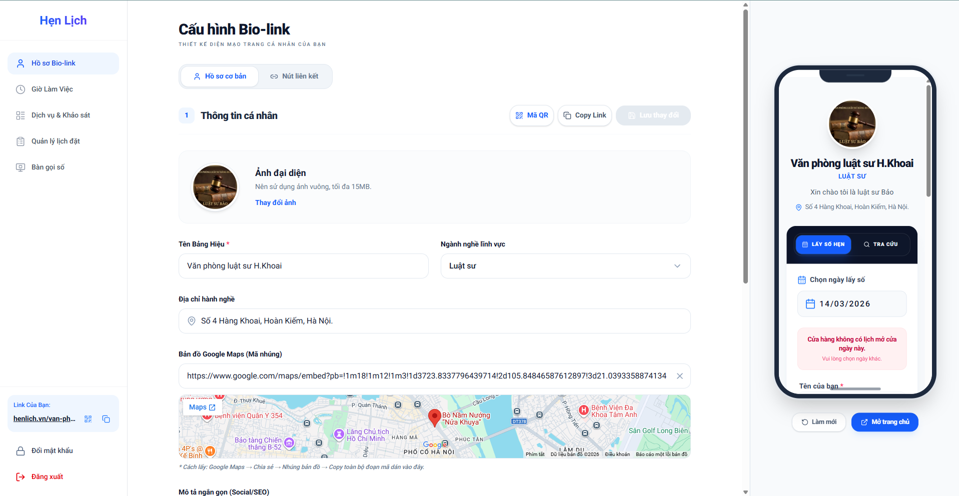 Thiết lập Danh thiếp điện tử nhanh chóng