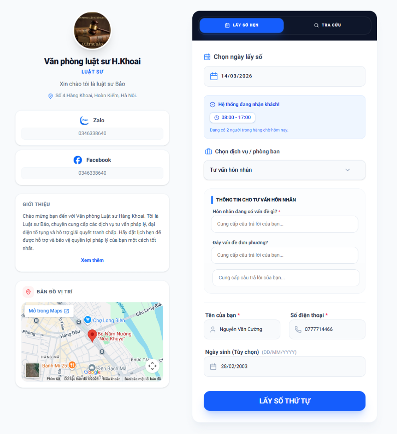 Trang Danh thiếp điện tử chuẩn thương hiệu